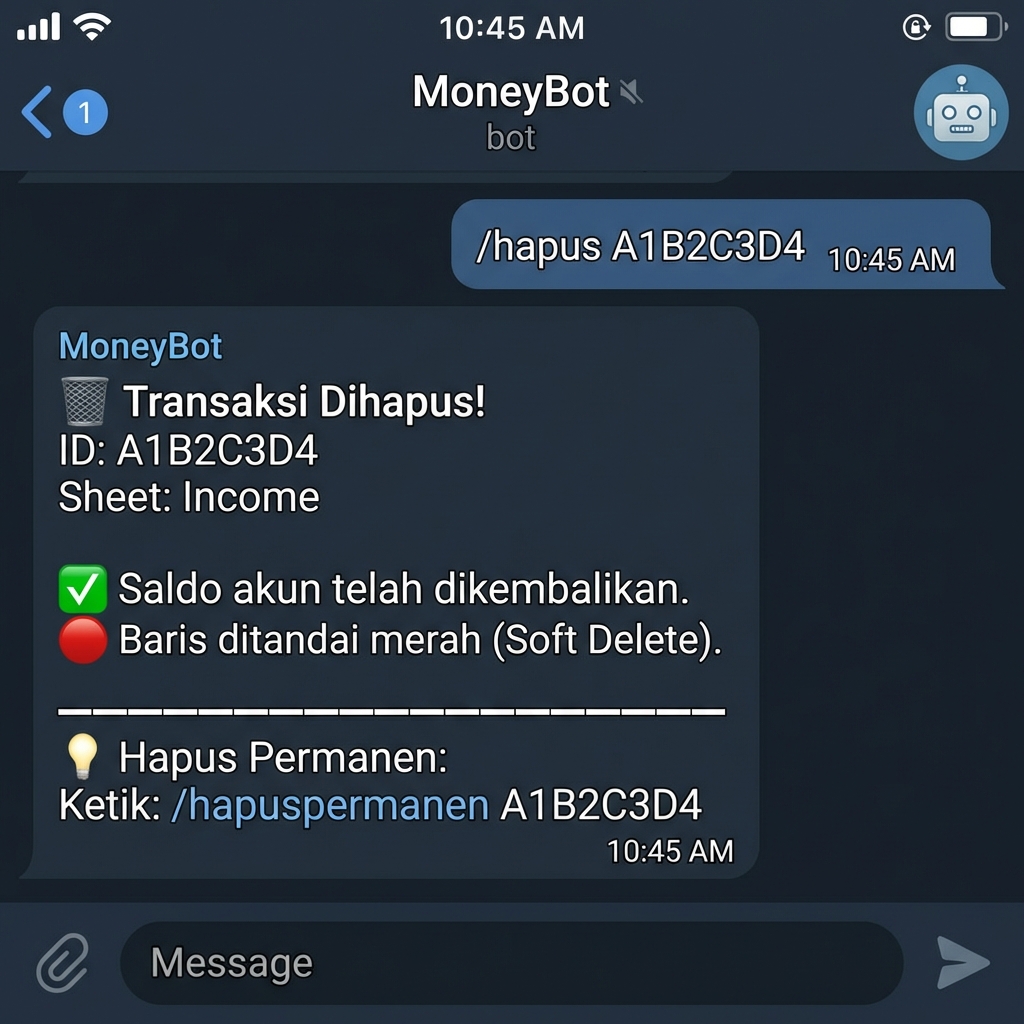 Delete Transaction Telegram Response