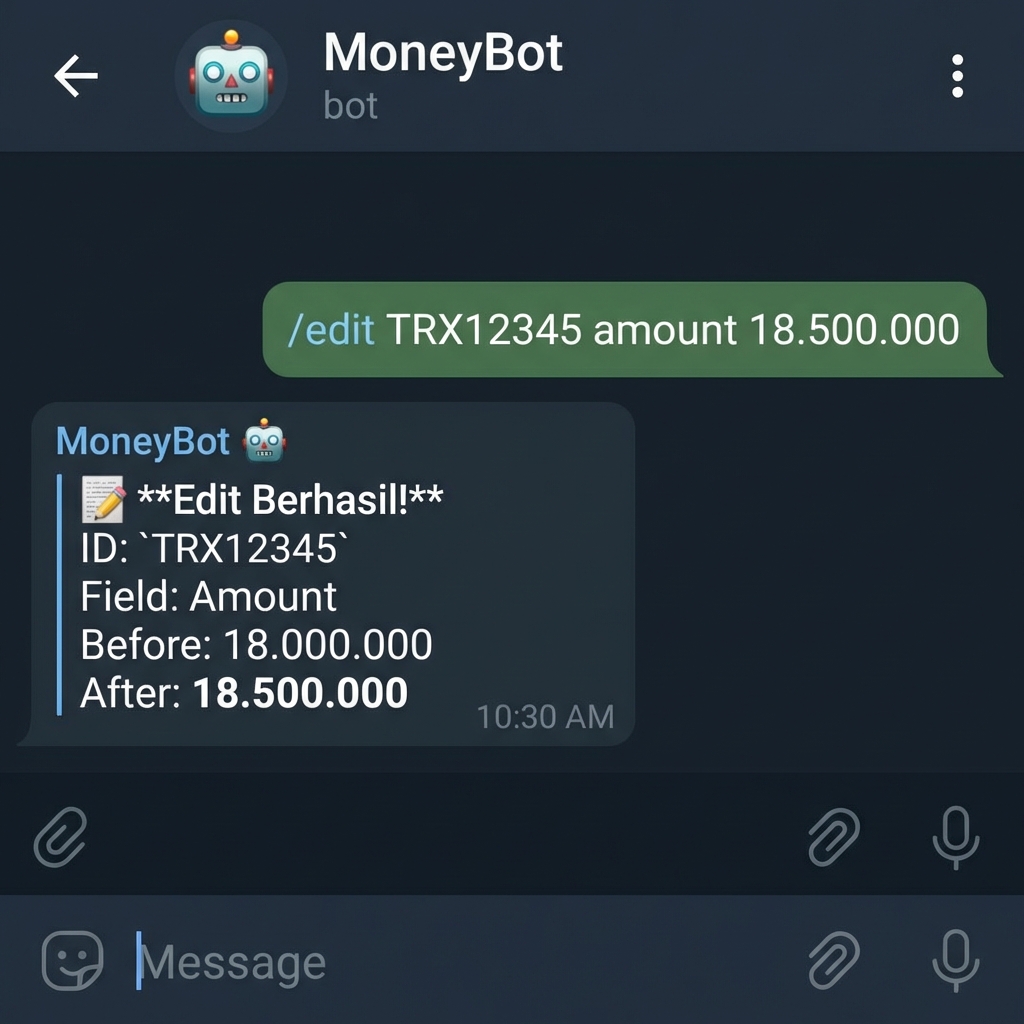 Edit Transaction Telegram Response